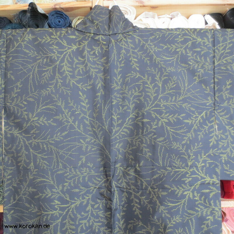 gelbe Zweige Kasuri Tsumugi Seiden Kimono