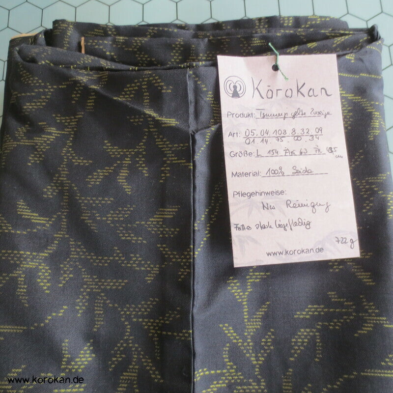 gelbe Zweige Kasuri Tsumugi Seiden Kimono