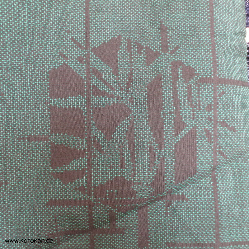 flaschengrün schwarz Kasuri Tsumugi Seiden Kimono, Bambus in Kikko