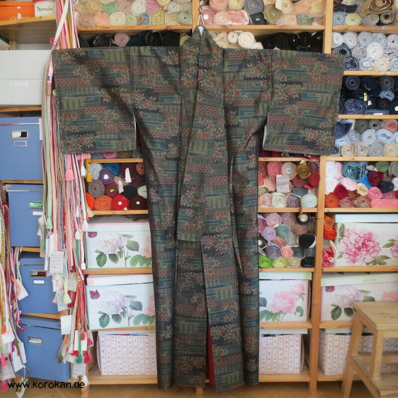 Musterpatchwork Kasuri Tsumugi Seiden Kimono