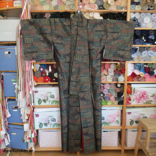 Musterpatchwork Kasuri Tsumugi Seiden Kimono