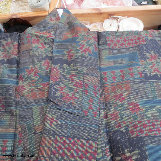 Musterpatchwork Kasuri Tsumugi Seiden Kimono