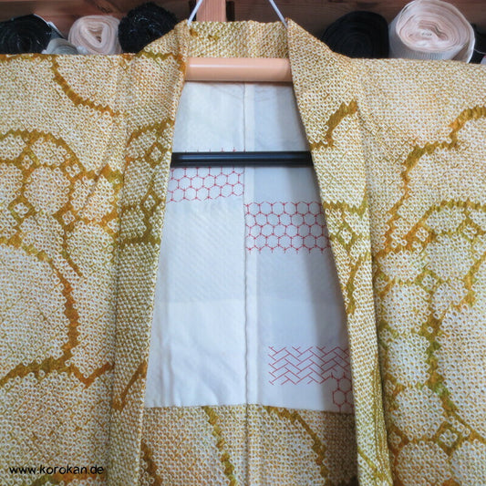 grünes Curry Full Shibori Haori Wellenkämme