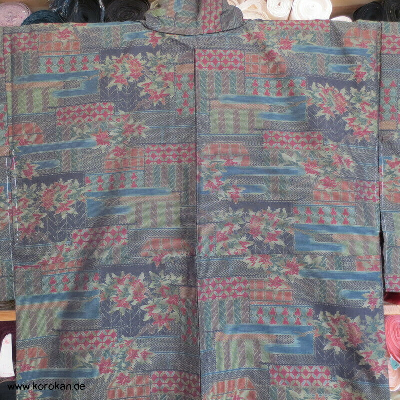 Musterpatchwork Kasuri Tsumugi Seiden Kimono