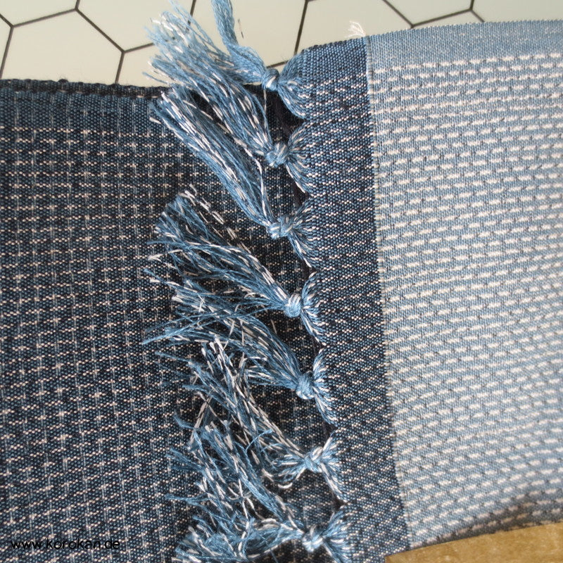 jeansblauer abstrakter Kasuri Tanmono Tsumugi Seide