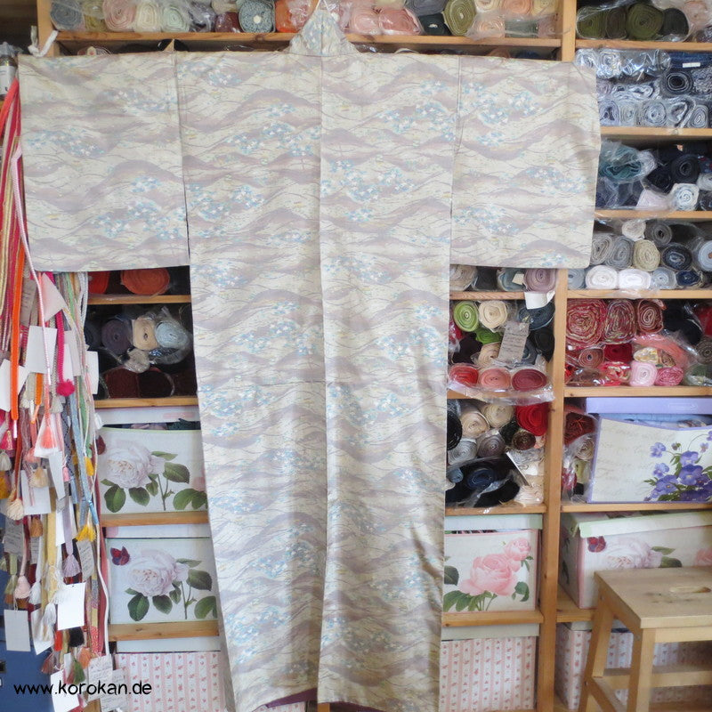 Dünenmuster Kasuri Tsumugi Seiden Kimono