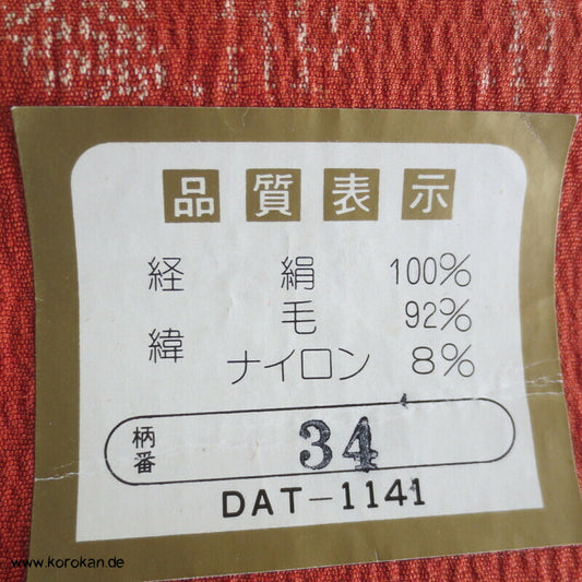 japanischer Gräser Kasuri Seide/ Wolle Kimono Krepp Stoff