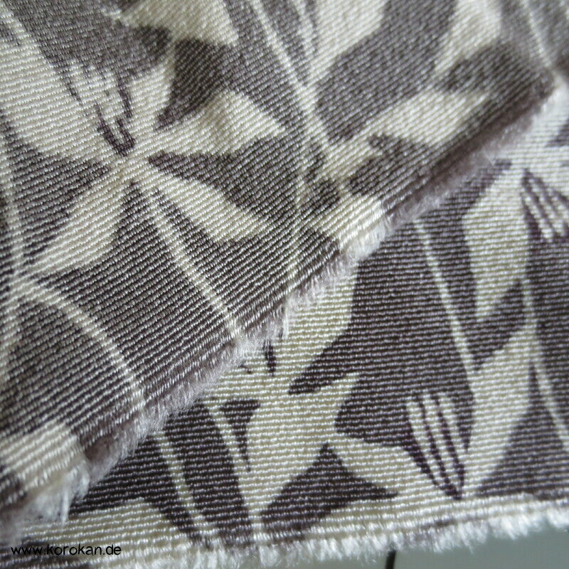 taupe mit hellen Zweigen Crepe Seide, Araihari Kimono