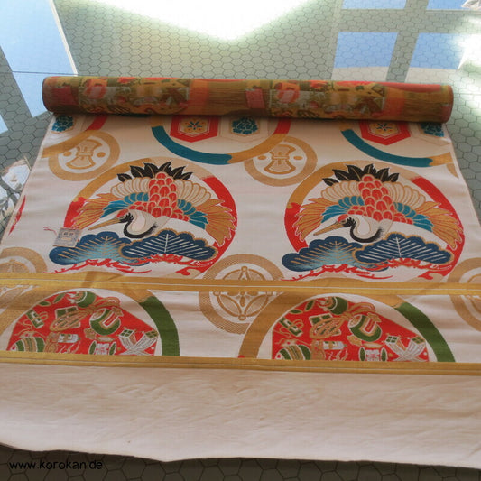 Mon Siegel, Kranich, etc... Seidenbrokat für Maru Obi