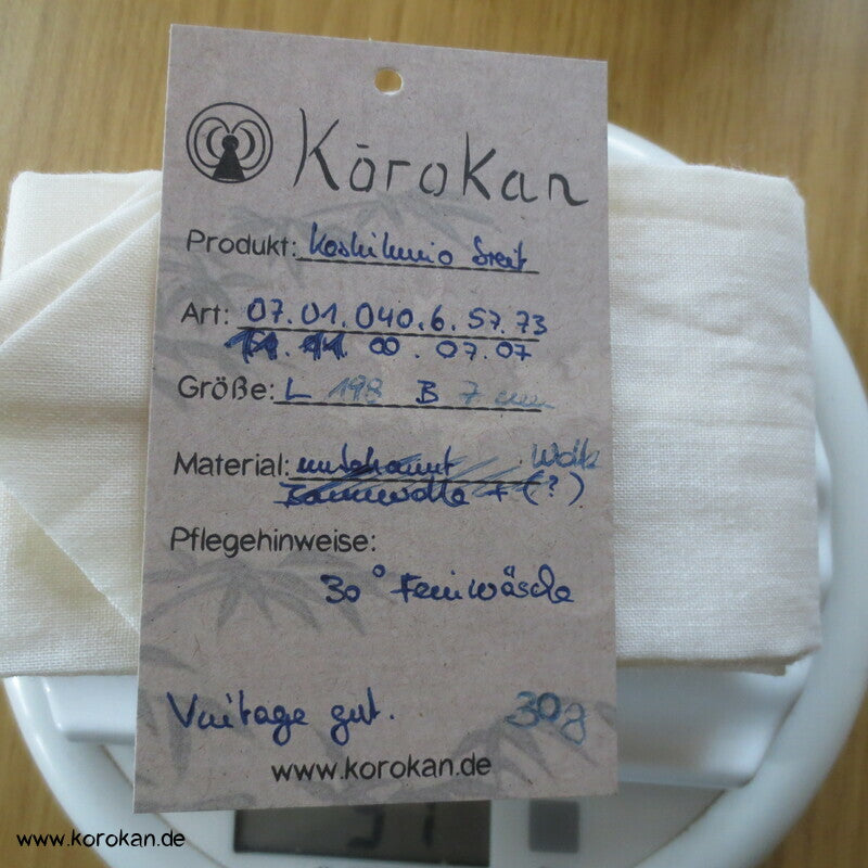 natur breites Muslin Koshihimo Band für Juban/ Kimono