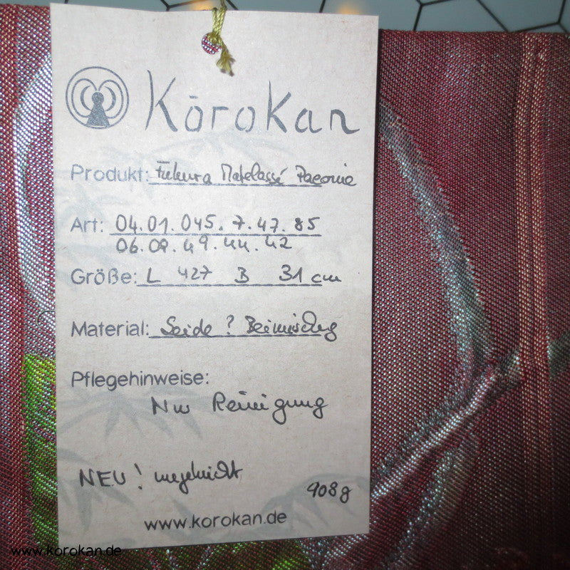 Paeonien auf weinrot Fukuro Obi Matelassé Brokat