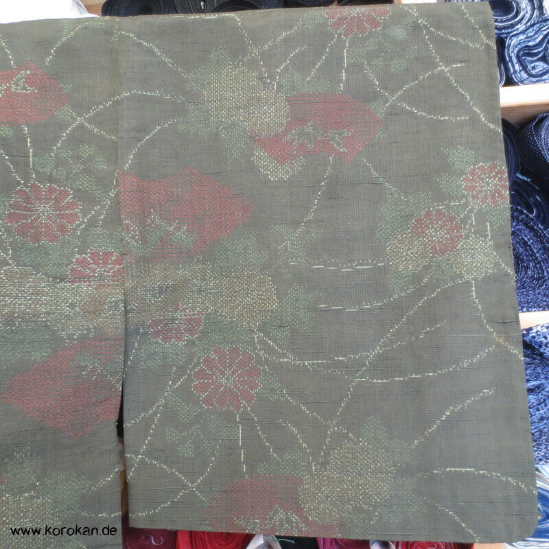 Kiku Chrysanthemen Kasuri Hitoe Tsumugi Seiden Kimono