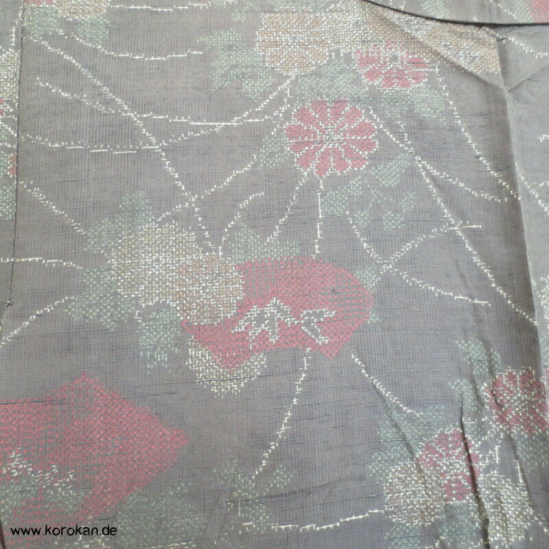 Kiku Chrysanthemen Kasuri Hitoe Tsumugi Seiden Kimono