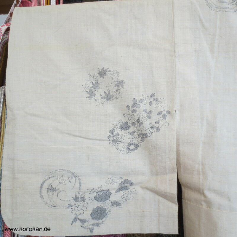 Flechtbandstickerei Hitoe ungefütterter Tsumugi Seiden Kimono, antik