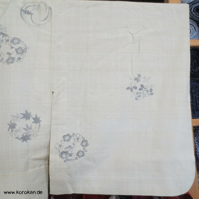 Flechtbandstickerei Hitoe ungefütterter Tsumugi Seiden Kimono, antik