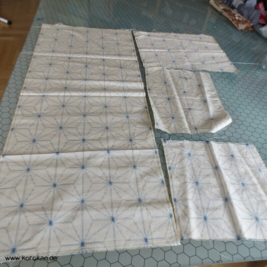 Tsumugi Seiden Kasuri Asanoha Stoffrest