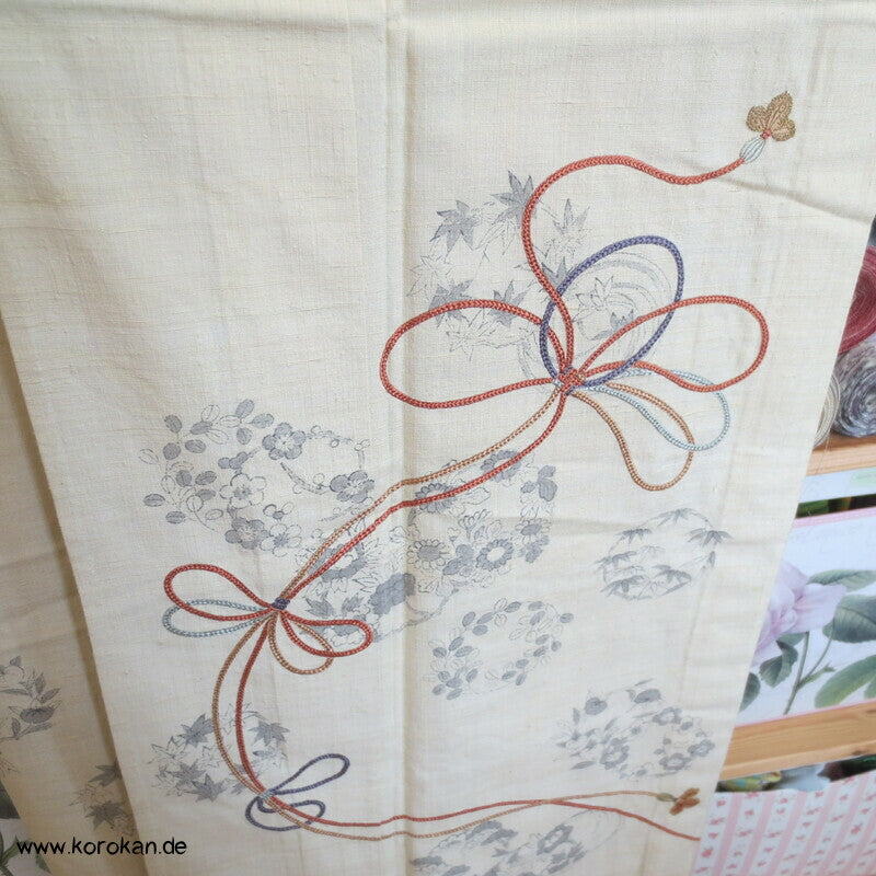 Flechtbandstickerei Hitoe ungefütterter Tsumugi Seiden Kimono, antik