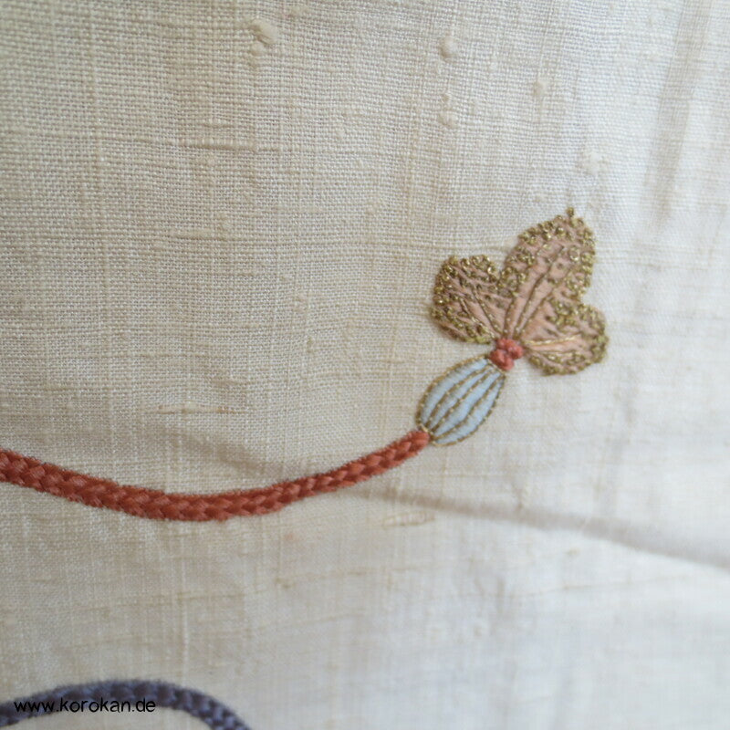 Flechtbandstickerei Hitoe ungefütterter Tsumugi Seiden Kimono, antik