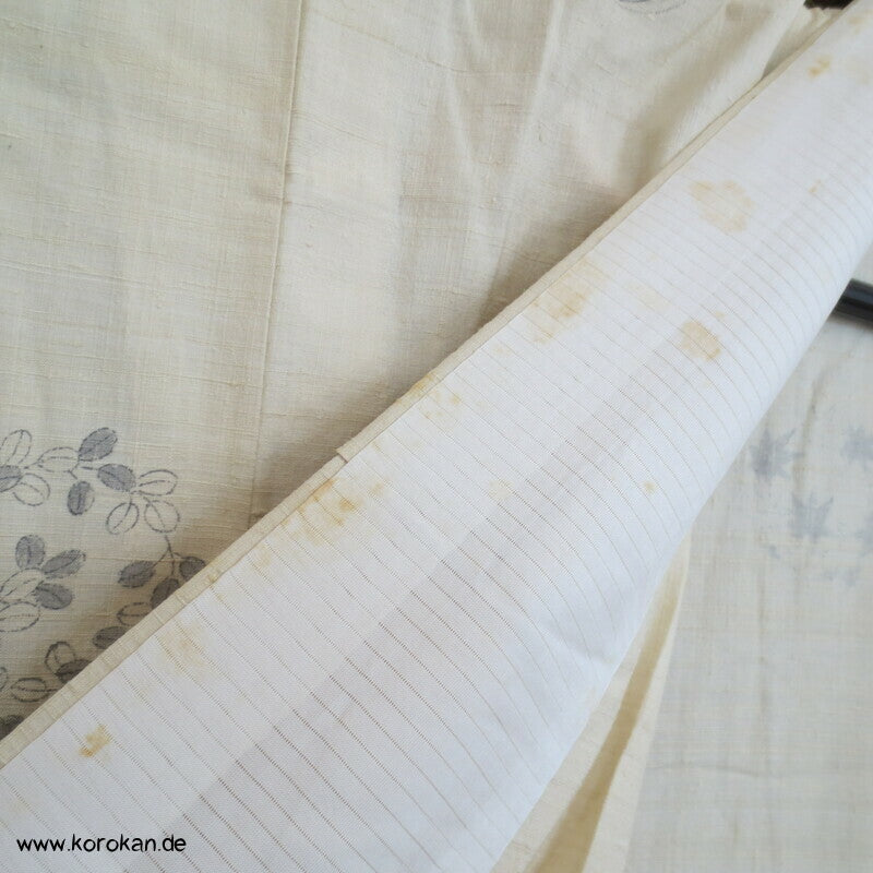 Flechtbandstickerei Hitoe ungefütterter Tsumugi Seiden Kimono, antik