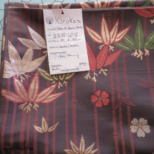 Bambusstreifen - Brauntöne Fukuro Obi Seidenbrokat Kimonogürtel