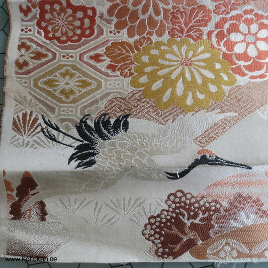 Antiker Araihari Stoff für Maru Obi Kranich