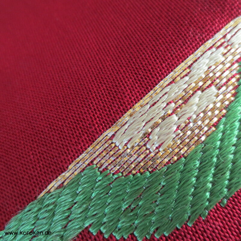 Donnerwolken auf dunkelrot Fukuro Obi Seidenbrokat Kimonogürtel