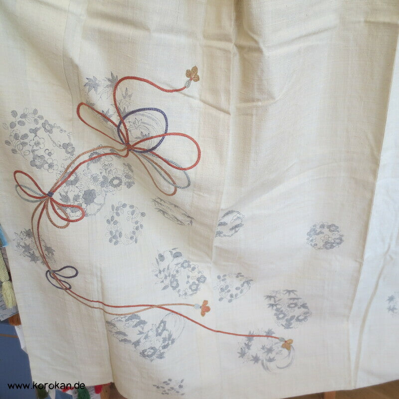 Flechtbandstickerei Hitoe ungefütterter Tsumugi Seiden Kimono, antik