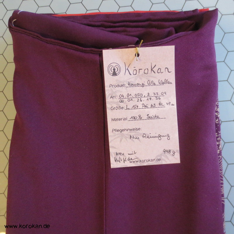 Homongi Seidencrepe Kimono mit goldenen Wellen und Segaiha