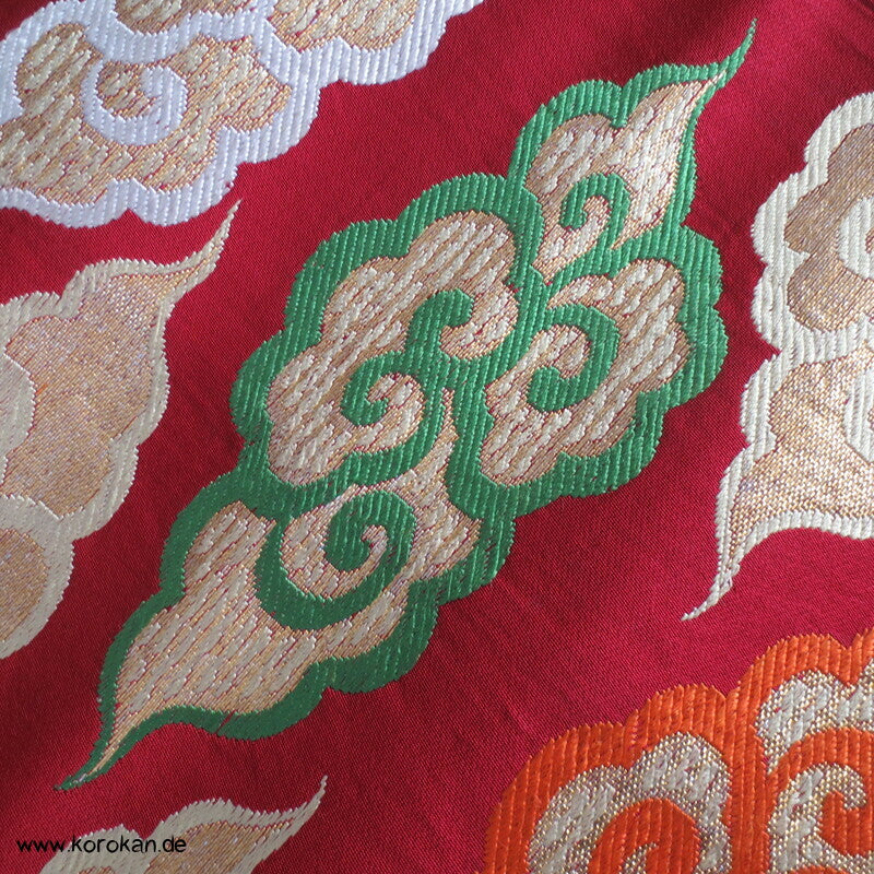 Donnerwolken auf dunkelrot Fukuro Obi Seidenbrokat Kimonogürtel