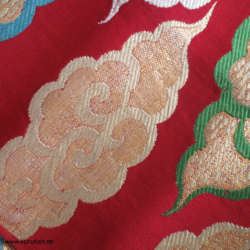 Donnerwolken auf dunkelrot Fukuro Obi Seidenbrokat Kimonogürtel