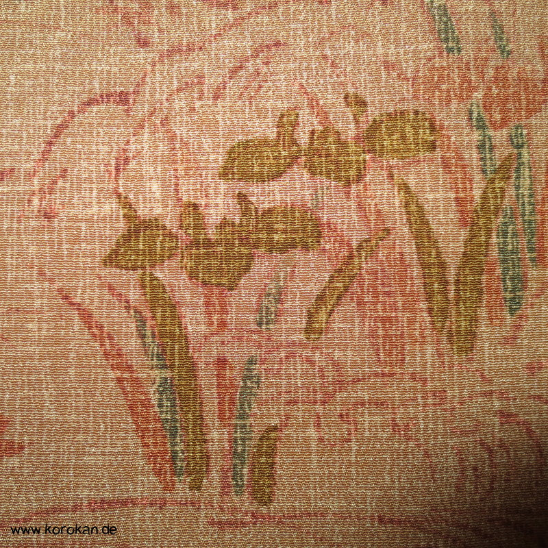 gedruckte Landschaft Komon Kimono auf rauem Crepe