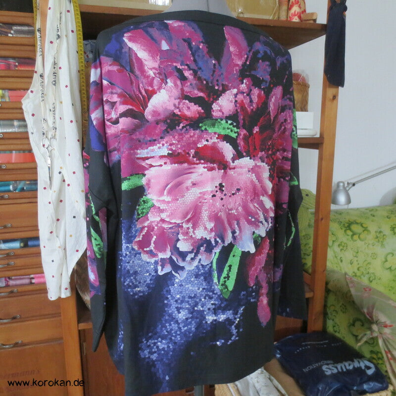 weites Päonien langarm T Shirt, Viscosejersey