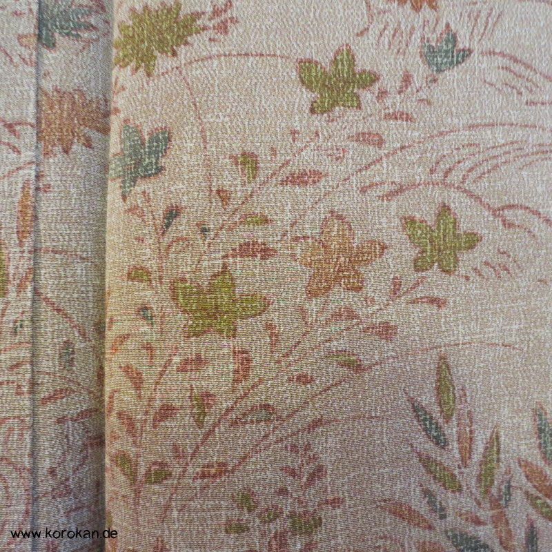 gedruckte Landschaft Komon Kimono auf rauem Crepe