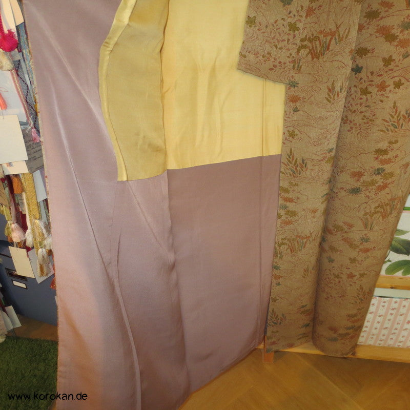 gedruckte Landschaft Komon Kimono auf rauem Crepe