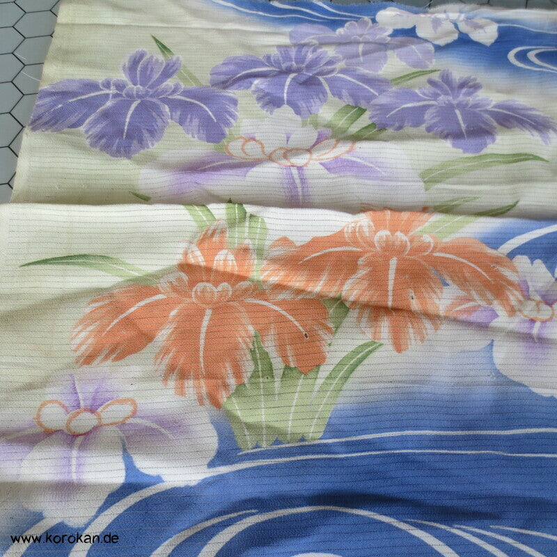 Araihari Rho Seide Fluss mit Iris und Nadeshiko