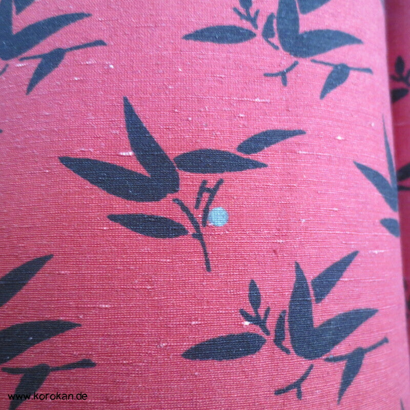 Tsumugi Seiden Komon Kimono Bambusdruck auf rot