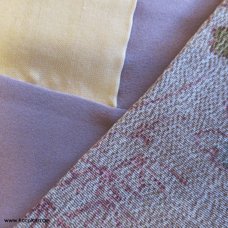 gedruckte Landschaft Komon Kimono auf rauem Crepe