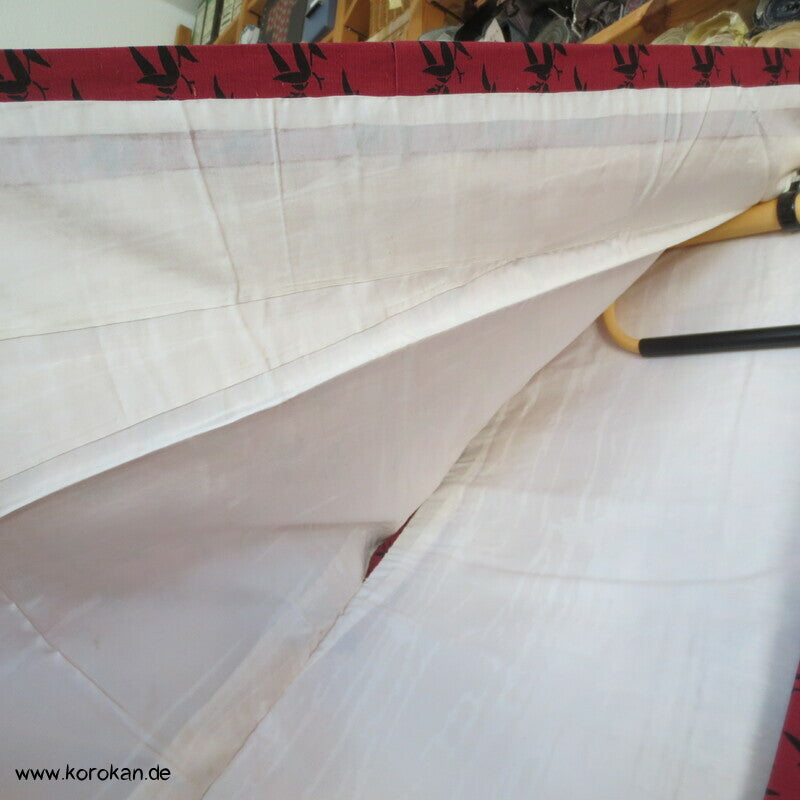 Tsumugi Seiden Komon Kimono Bambusdruck auf rot