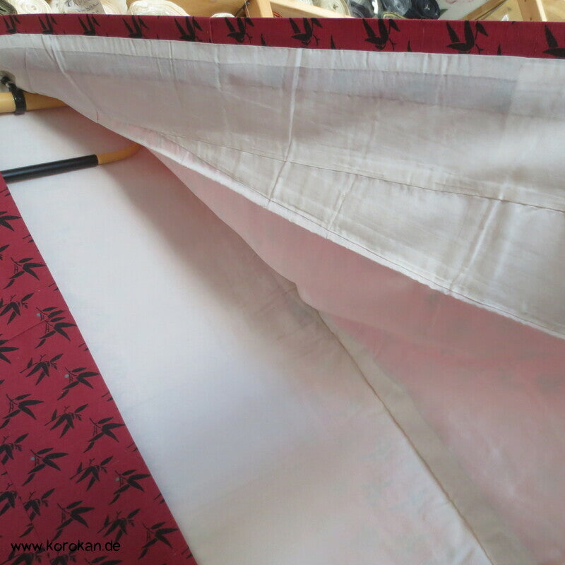 Tsumugi Seiden Komon Kimono Bambusdruck auf rot
