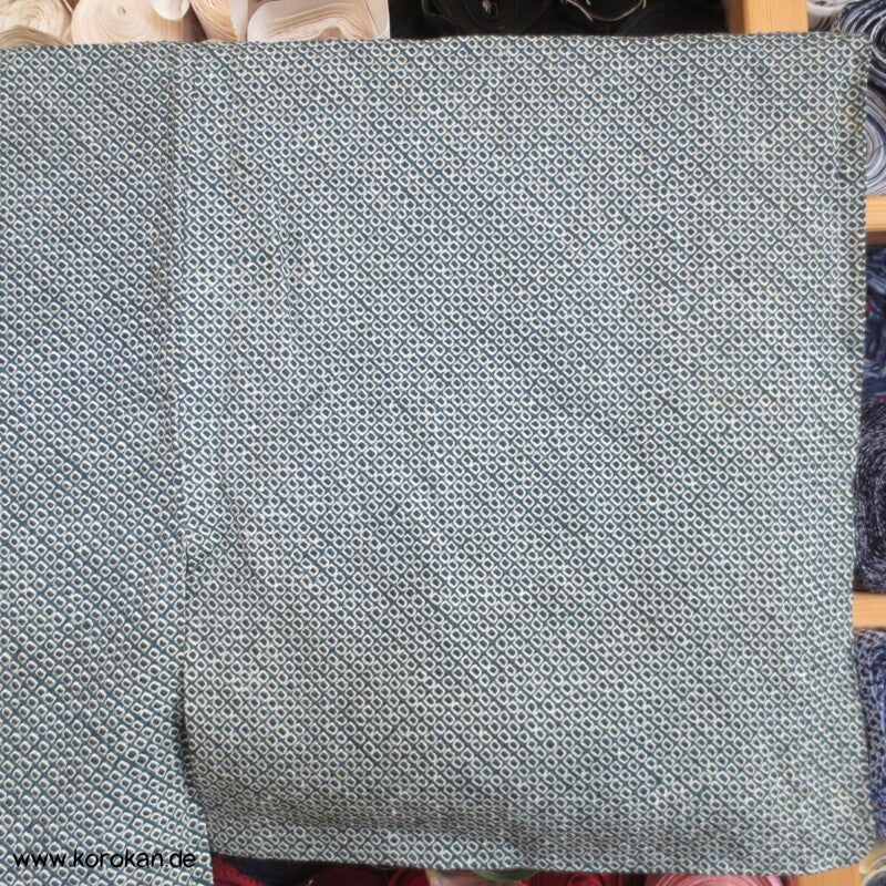 Full Shibori blaugrün Seidendamast Haori Kimono Jacke mit Himo