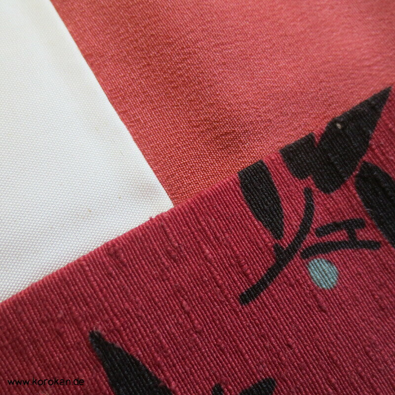 Tsumugi Seiden Komon Kimono Bambusdruck auf rot