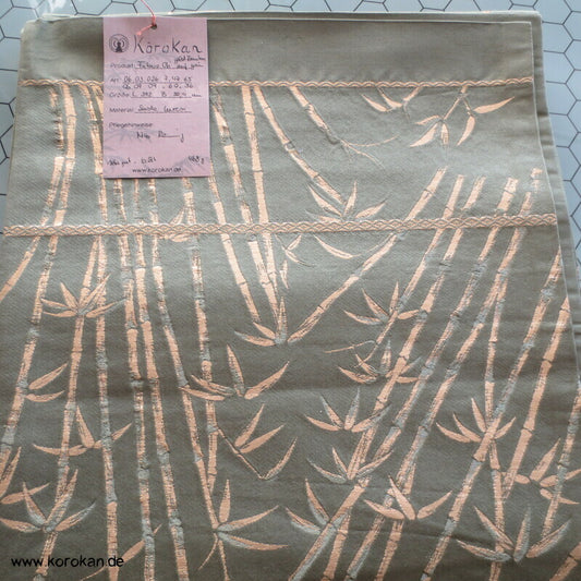 goldener Bambus auf dunklem schilfgrün Fukuro Obi Seidenbrokat Kimonogürtel