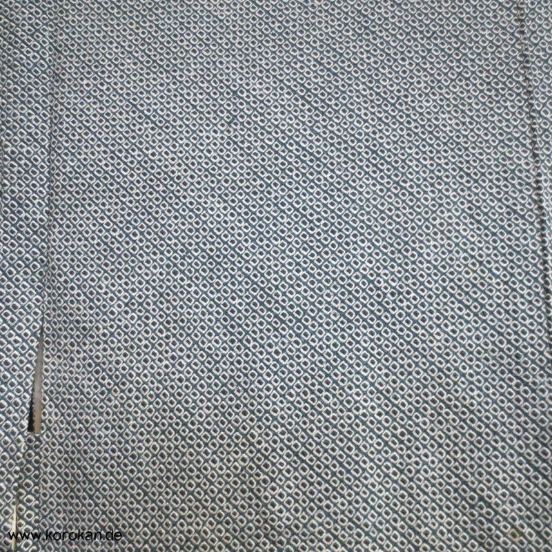 Full Shibori blaugrün Seidendamast Haori Kimono Jacke mit Himo