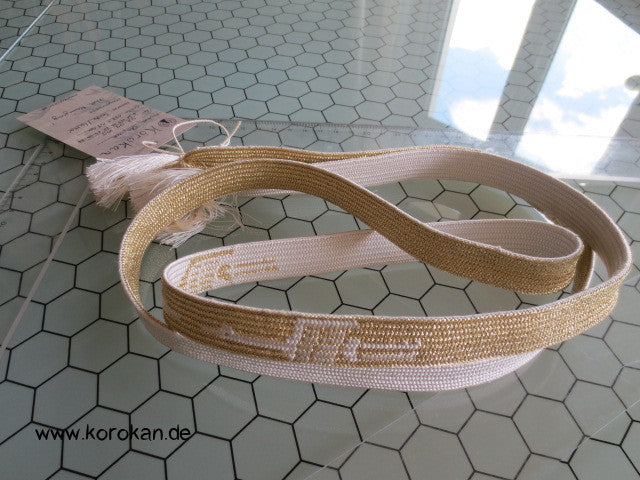 wechselseitig Weiß - Gold Obijime, Seide / Lurex