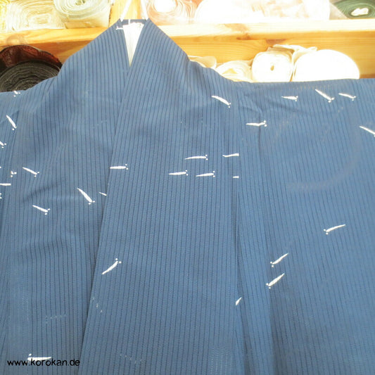 Fischschwärme marineblau Hitoe ungefütterter Rho Seiden Kimono