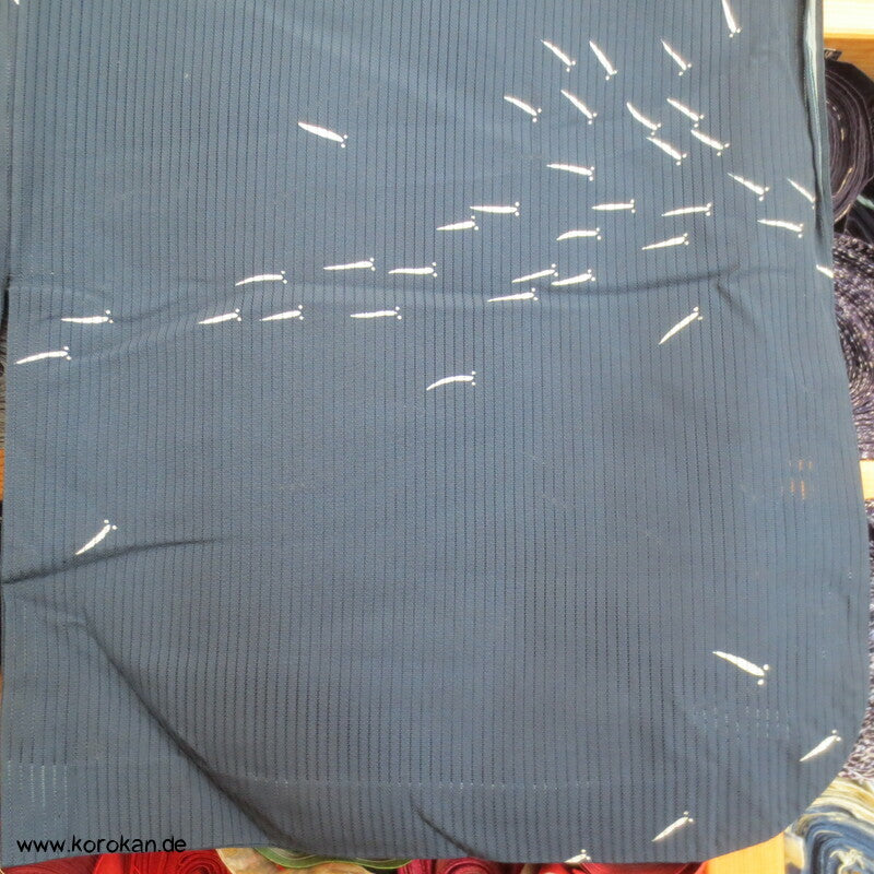 Fischschwärme marineblau Hitoe ungefütterter Rho Seiden Kimono