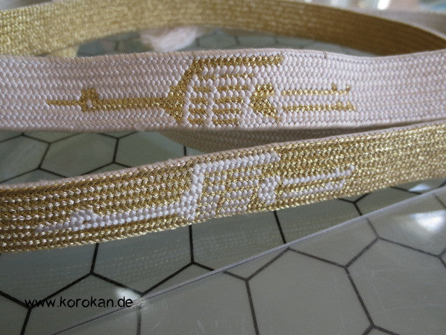 wechselseitig Weiß - Gold Obijime, Seide / Lurex