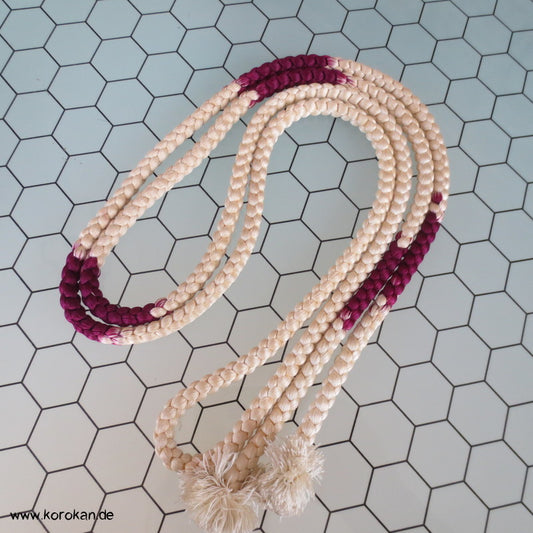 weiß mit auberginefarbenen Abschnitten Kordel Obijime