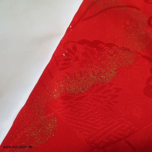 roter Fächer Juban Futterseidendamast, mit Gold
