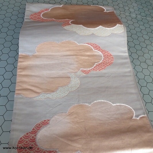 glänzende Abendwolken Brokat Fukuro Obi Seidenbrokat Kimonogürtel